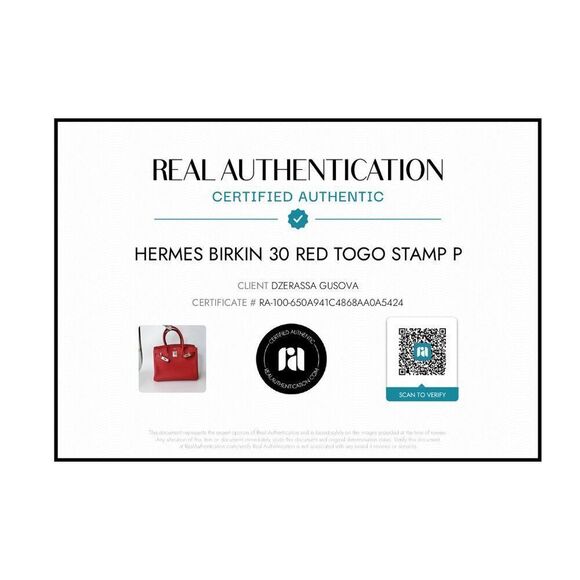 100% Authentic Hermes Birkin 30 Geranium in Togo with SHW Stamp P - Picture 15 of 16